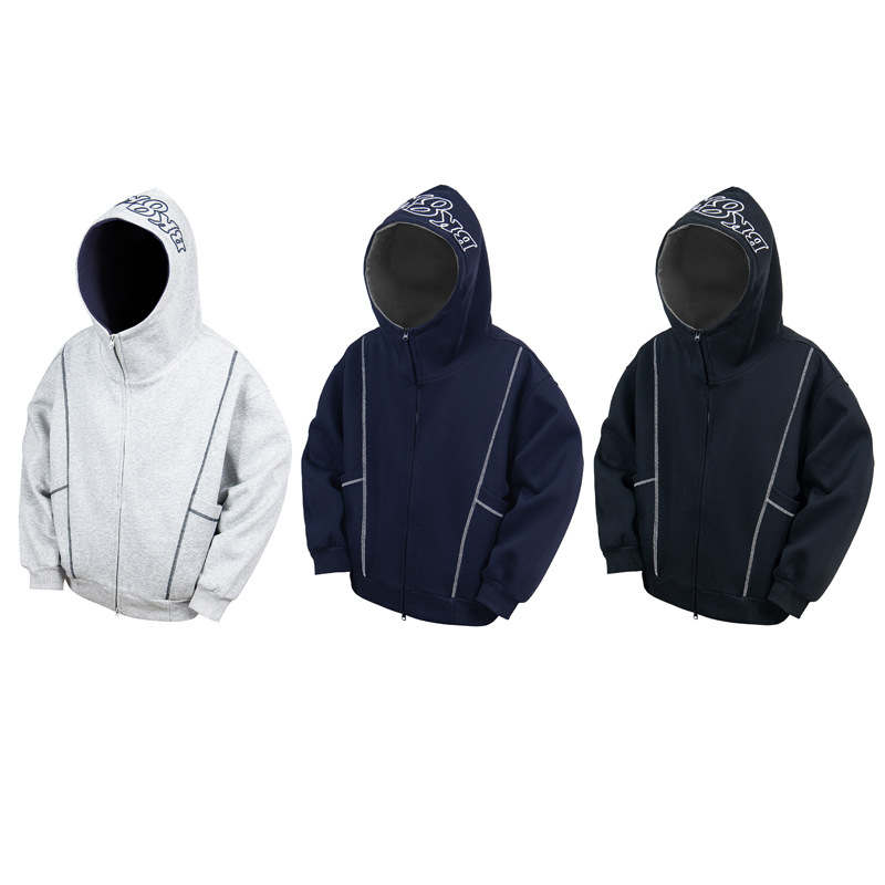 Sudadera con capucha y cremallera de estilo callejero, de ajuste relajado, con estampado de letras