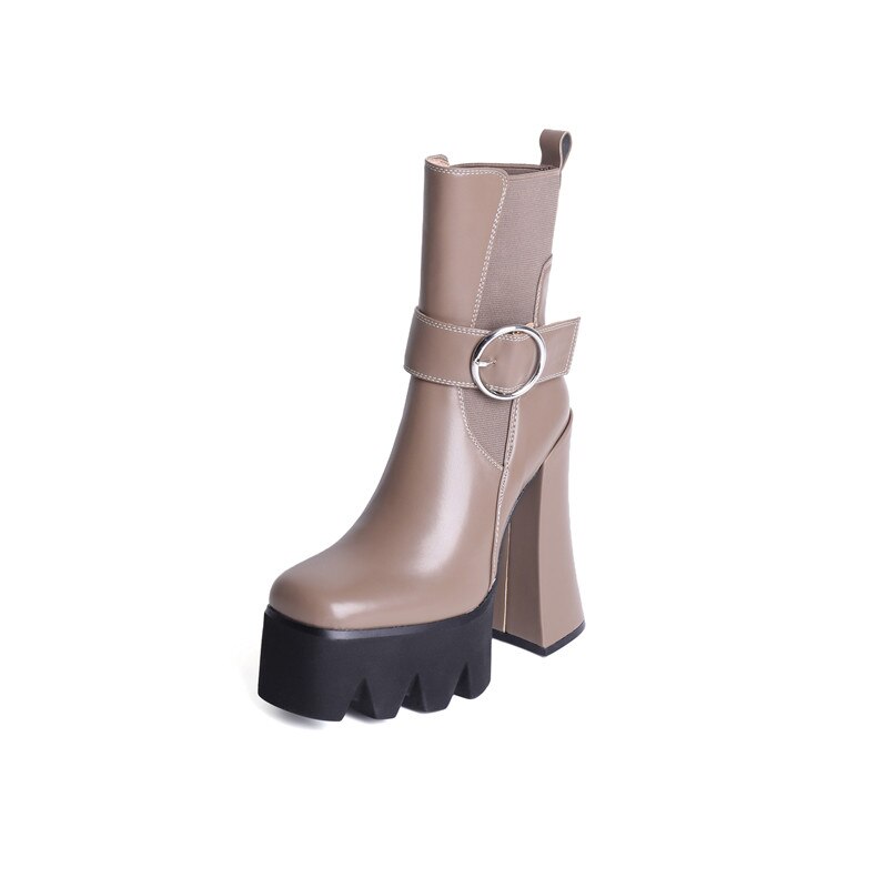 Botines elegantes de plataforma de tacón stiletto de poliuretano para mujeres