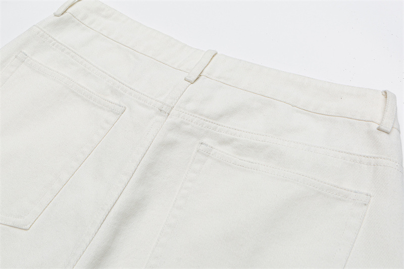 Pantalones de poliéster lisos de cintura media con líneas limpias