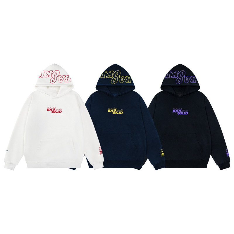 Sudadera con capucha oversize de algodón de manga larga con estampado de tipografía