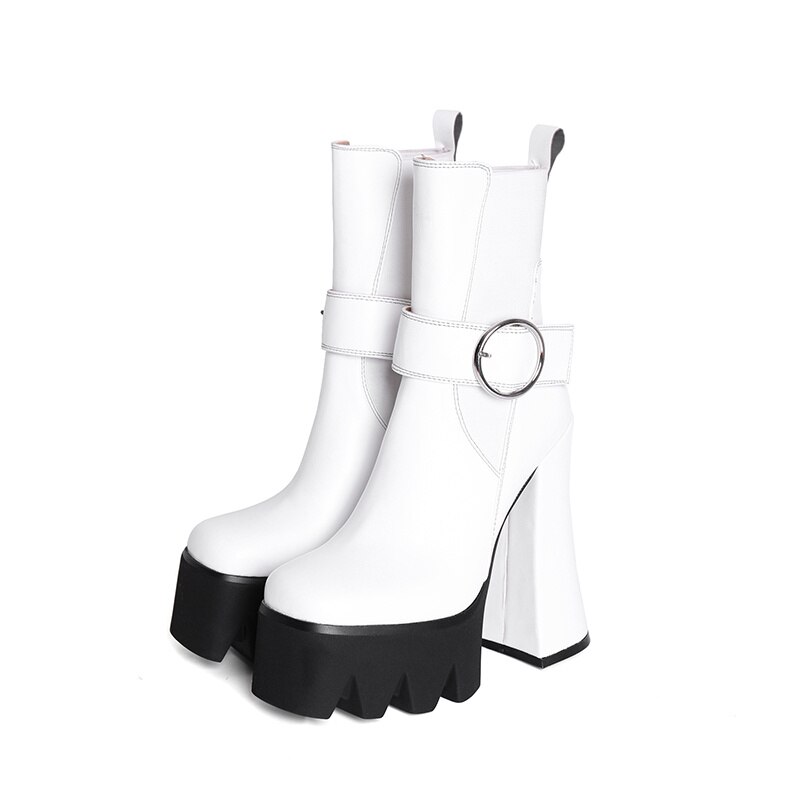 Botines elegantes de plataforma de tacón stiletto de poliuretano para mujeres