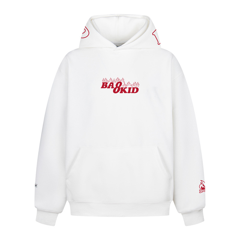 Sudadera con capucha oversize de algodón de manga larga con estampado de tipografía
