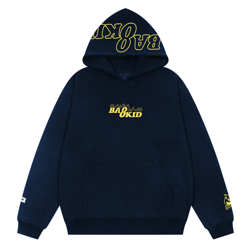 Sudadera con capucha oversize de algodón de manga larga con estampado de tipografía