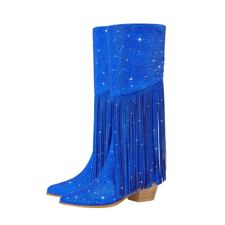 Botas altas de goma gruesas con puntera en v para mujer