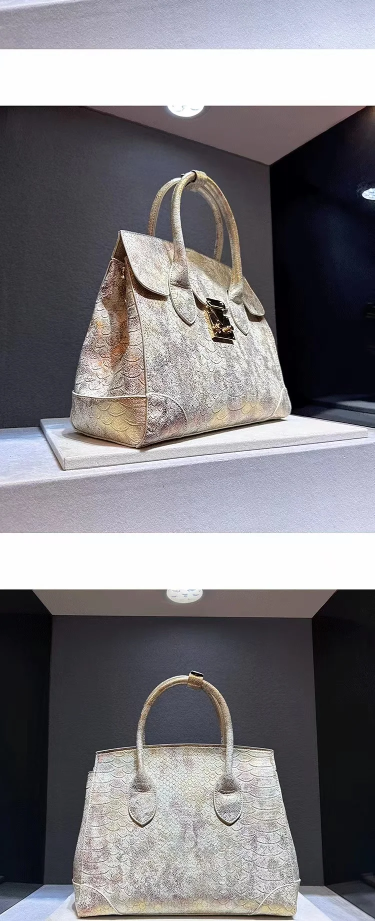 Bolso bandolera oversize para mujer con estampado de reptil