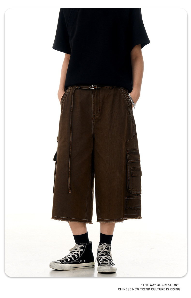 Pantalones rectos cortos de algodón utilitarios unisex