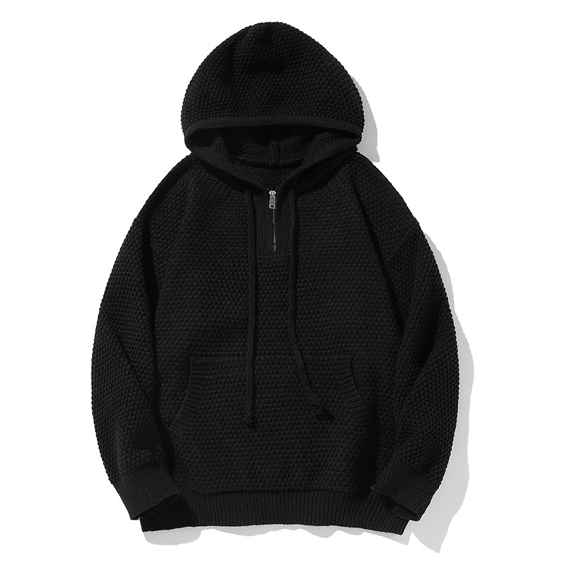 Sudadera con capucha y cremallera de cuarto de poliéster con ajuste holgado y estampado tropical