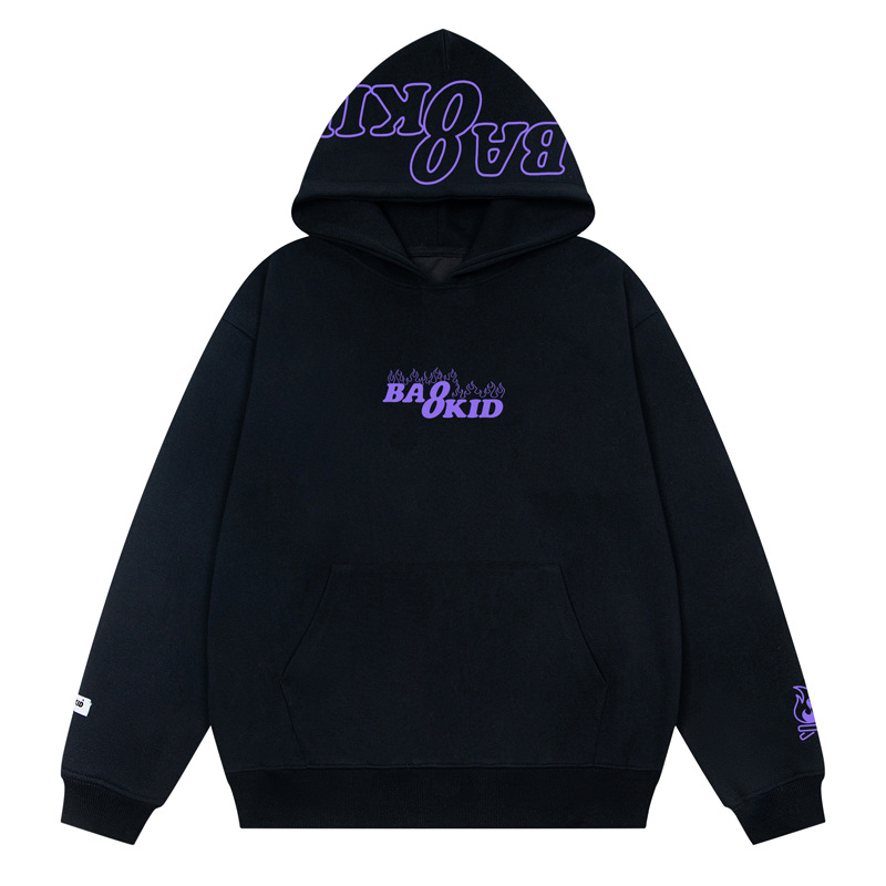 Sudadera con capucha oversize de algodón de manga larga con estampado de tipografía