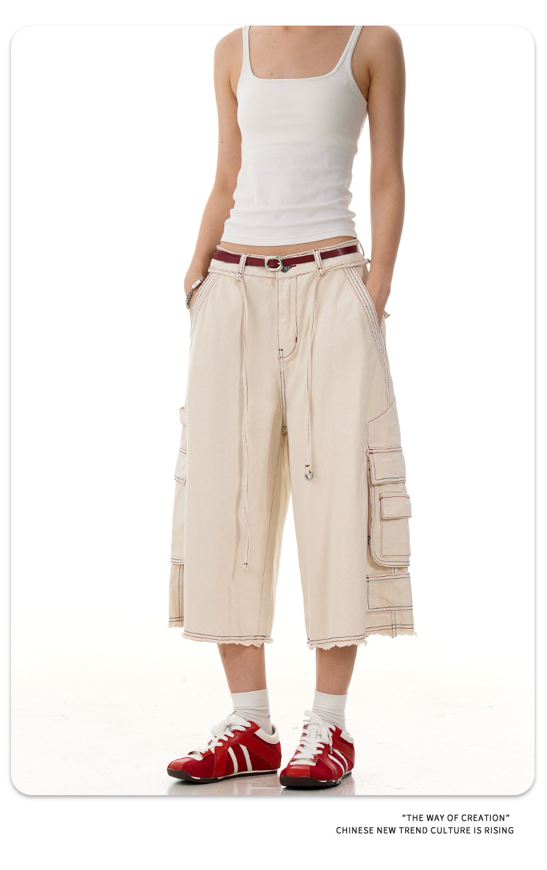 Pantalones rectos cortos de algodón utilitarios unisex
