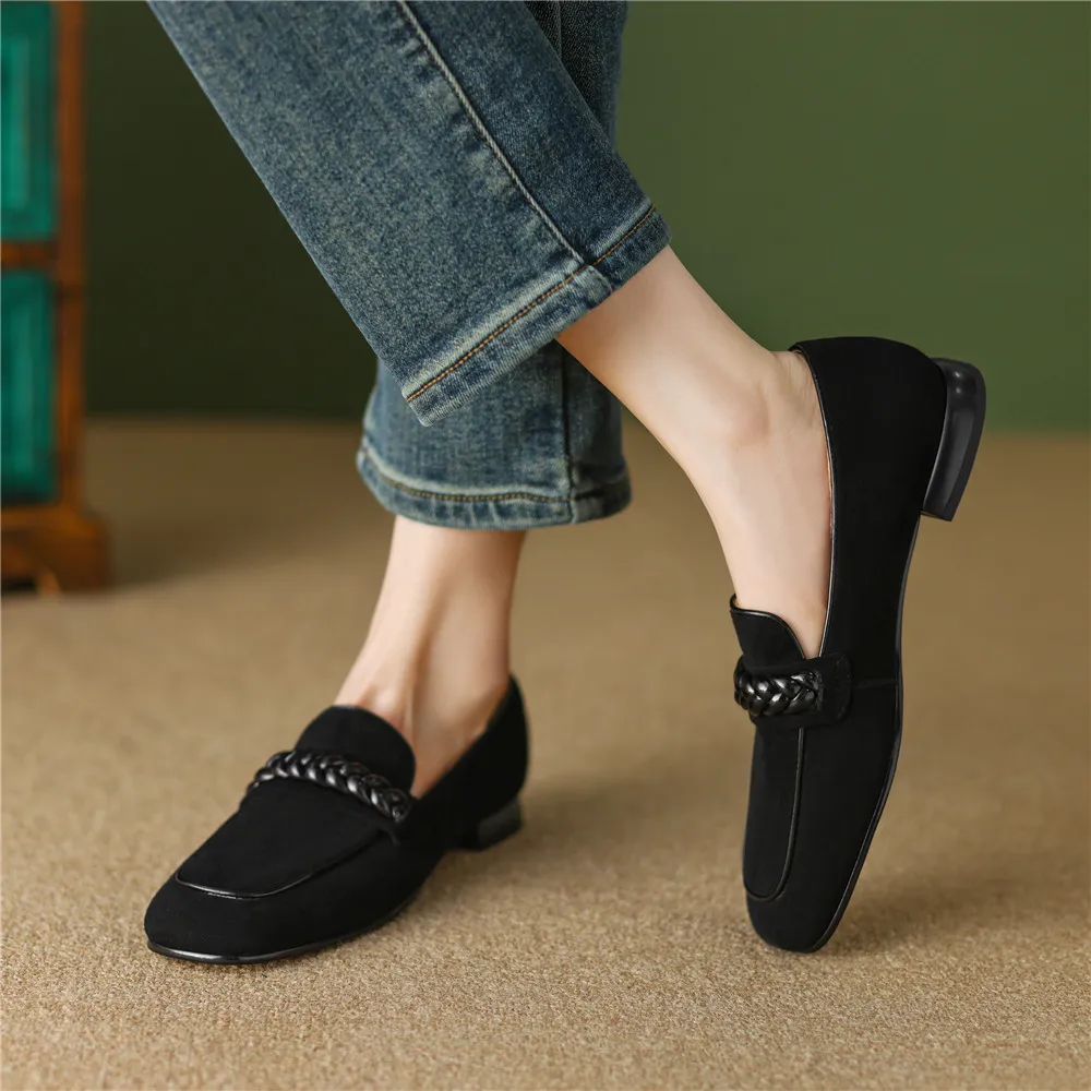 Zapatos para mujer, de uso diario y fáciles de llevar, lisos, con puntera curva