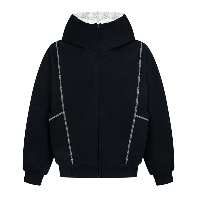 Sudadera con capucha y cremallera de estilo callejero, de ajuste relajado, con estampado de letras