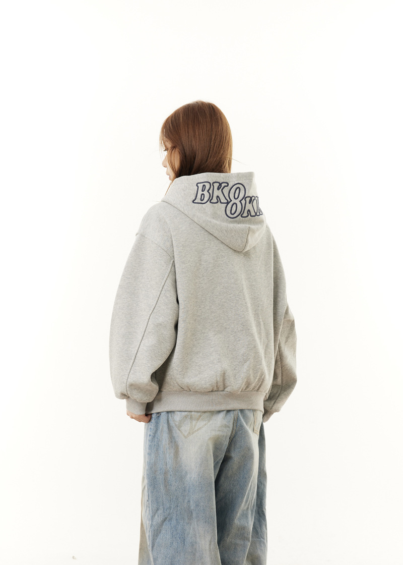 Sudadera con capucha y cremallera de estilo callejero, de ajuste relajado, con estampado de letras
