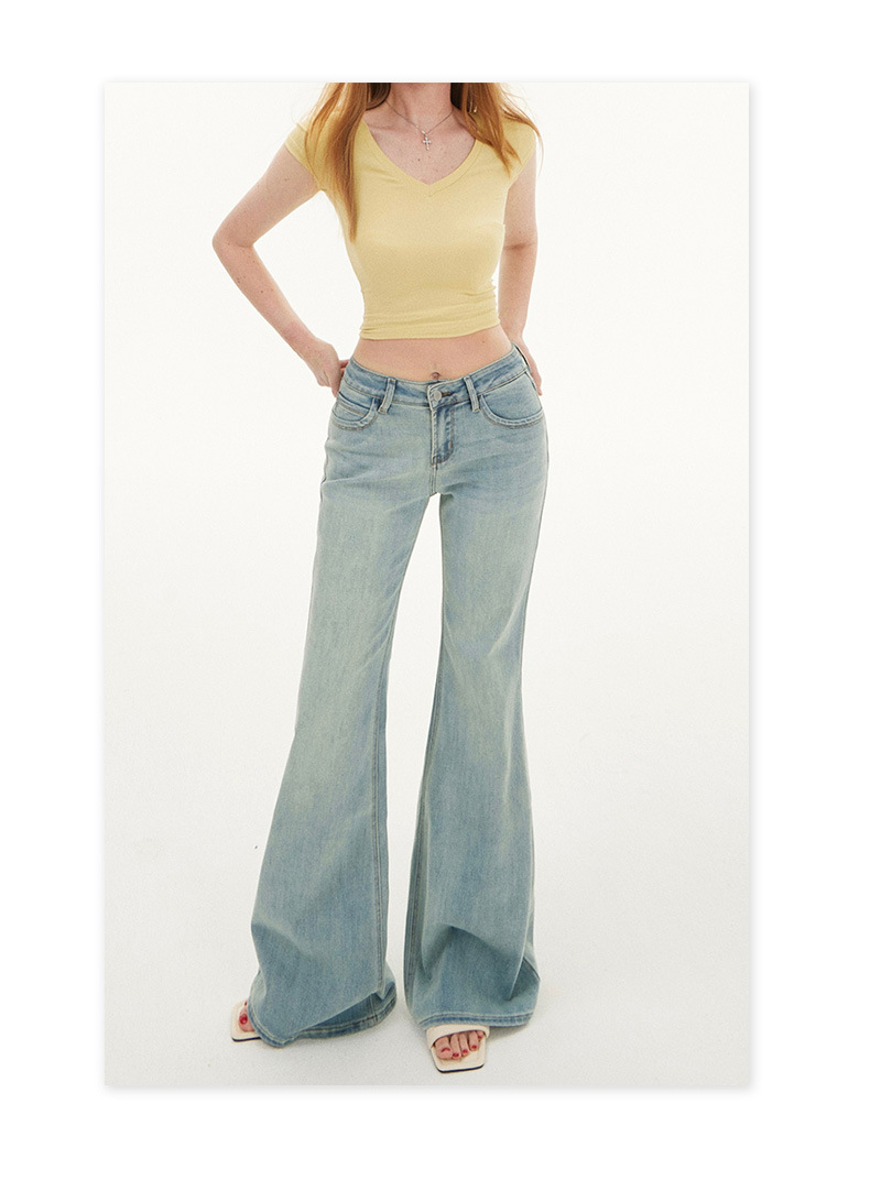 Jeans para damas azul cielo hipster elásticos slim bootcut