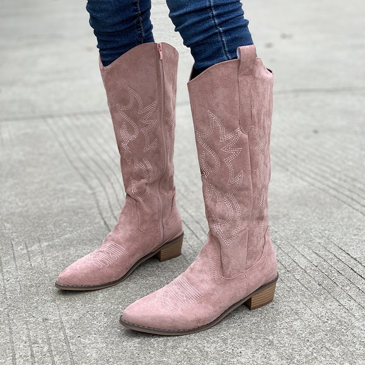 Botas de combate de tacón grueso marrón claro