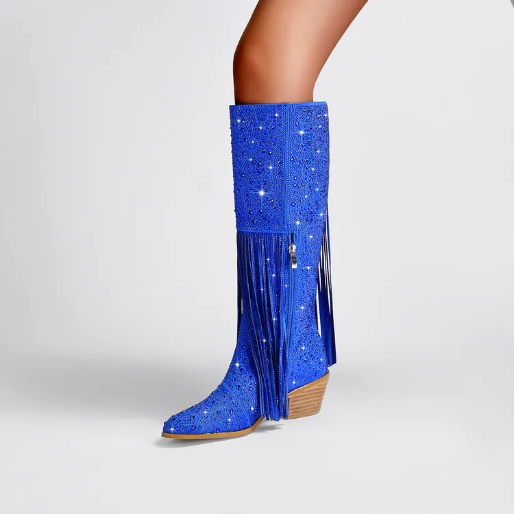 Botas altas de goma gruesas con puntera en v para mujer