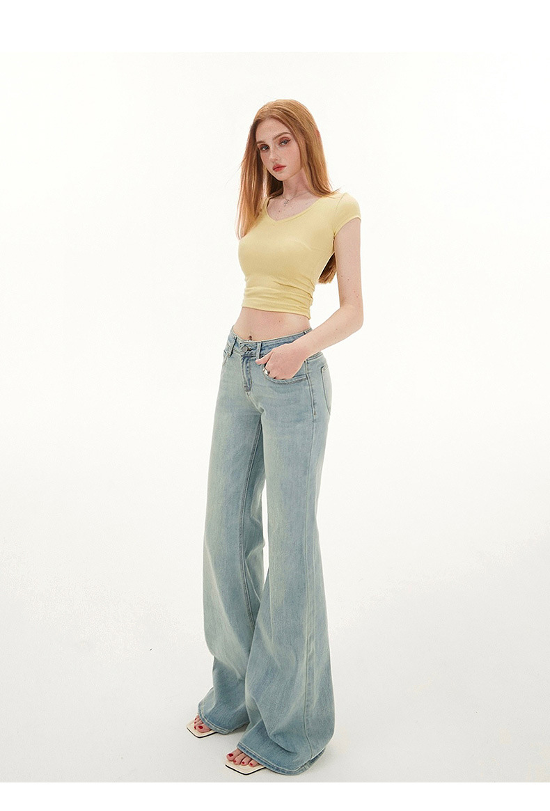 Jeans para damas azul cielo hipster elásticos slim bootcut