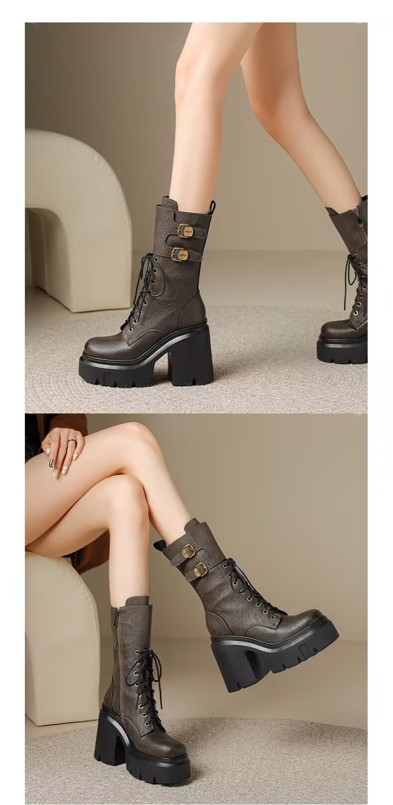 Botas de plataforma gruesas para mujer
