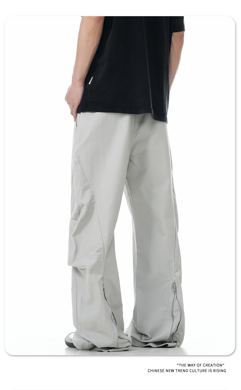 Pantalones de hombre de corte relajado, utilitarios, con bajo de cremallera