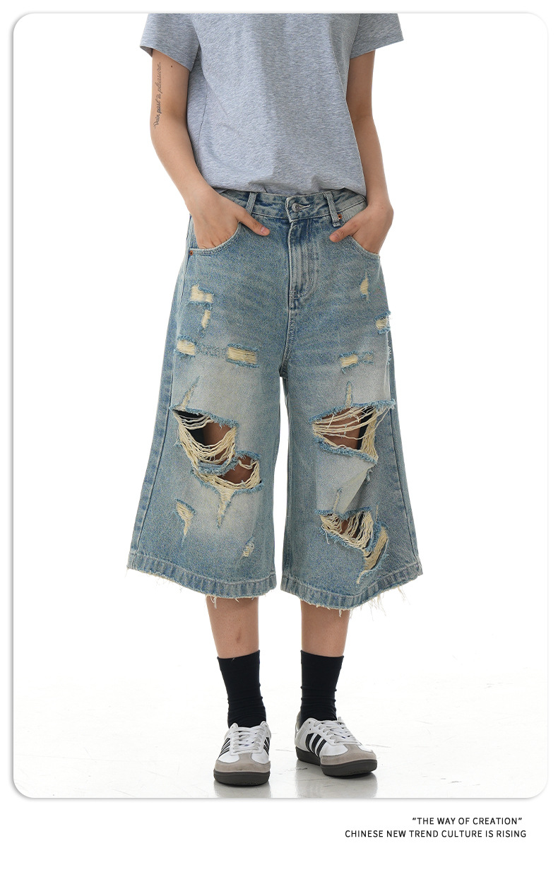 Vintage jeans holgados de algodón cortos