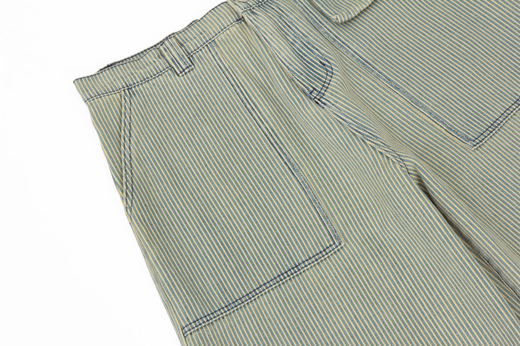 Pantalones utilitarios de rayas asimétricas oversized premium para hombre