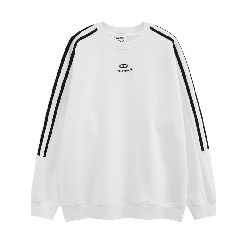 Sudadera con capucha holgada de algodón a rayas para hombre