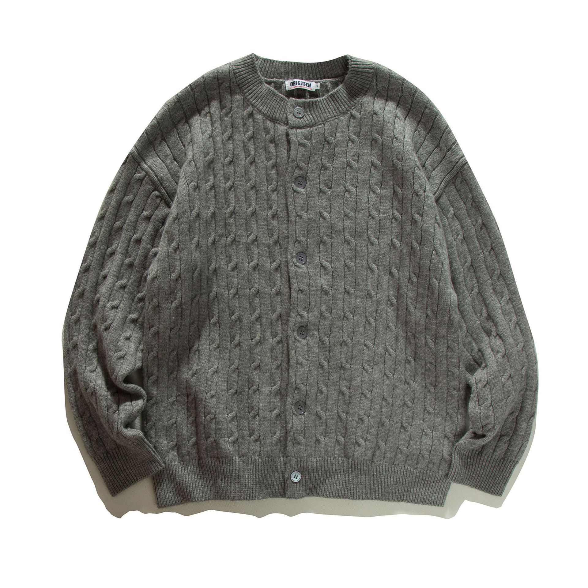 Cárdigan jacquard de acrílico con ajuste holgado y manga larga