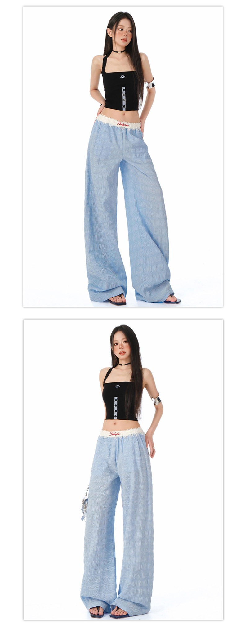 Pantalones palazzo fluidos para mujer