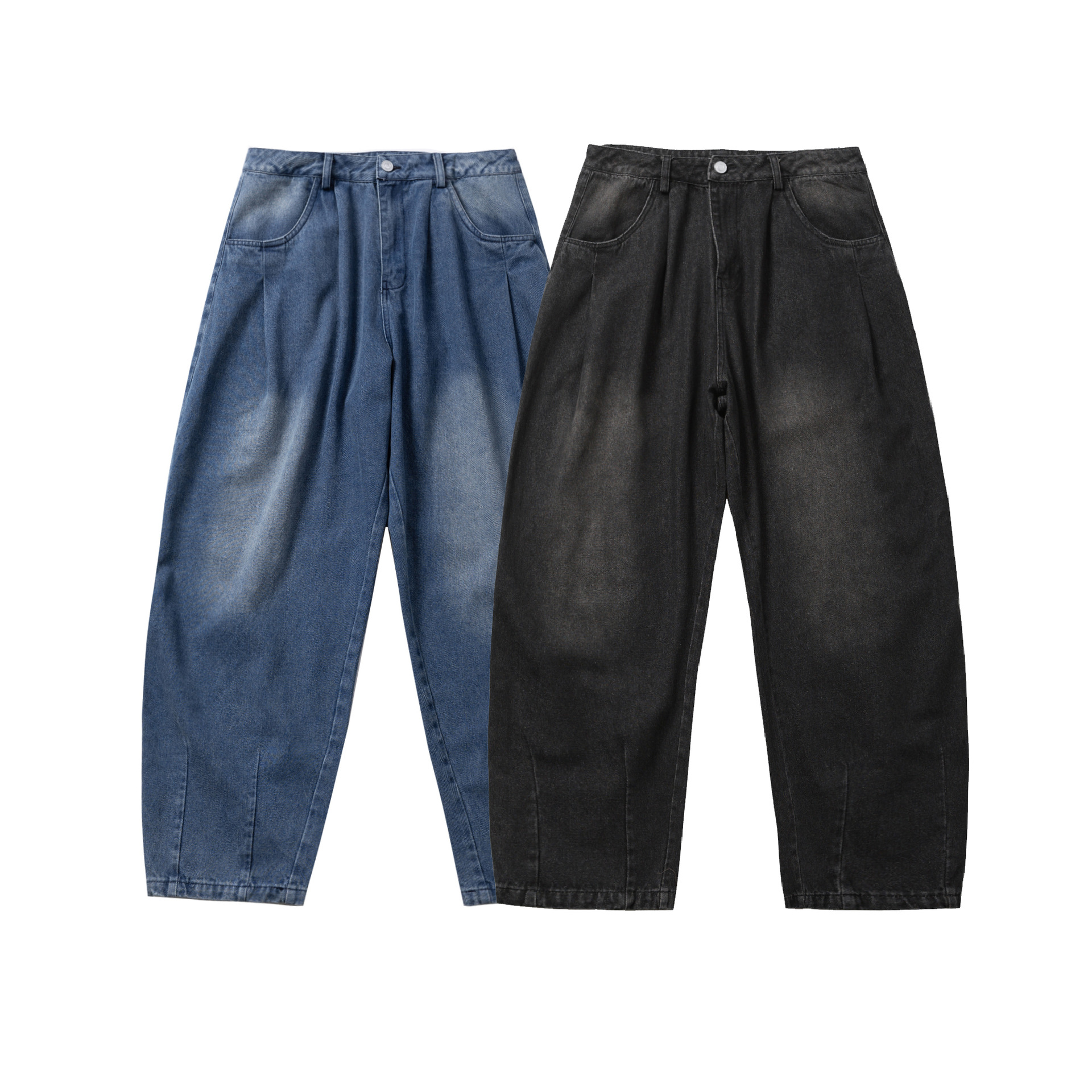 Jeans de mezclilla desgastada de corte relajado