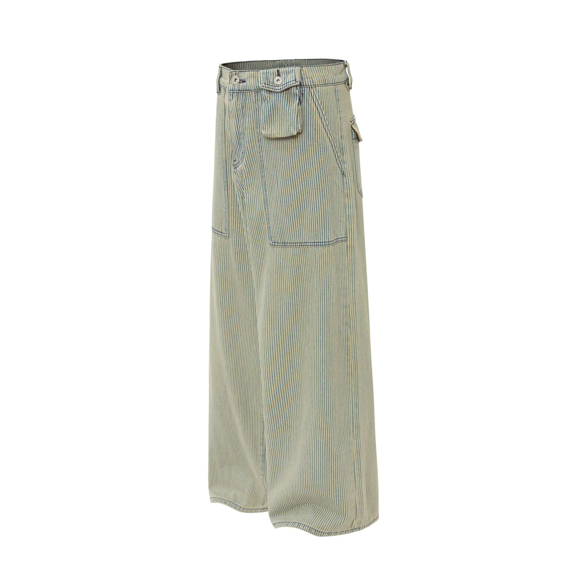 Pantalones utilitarios de rayas asimétricas oversized premium para hombre