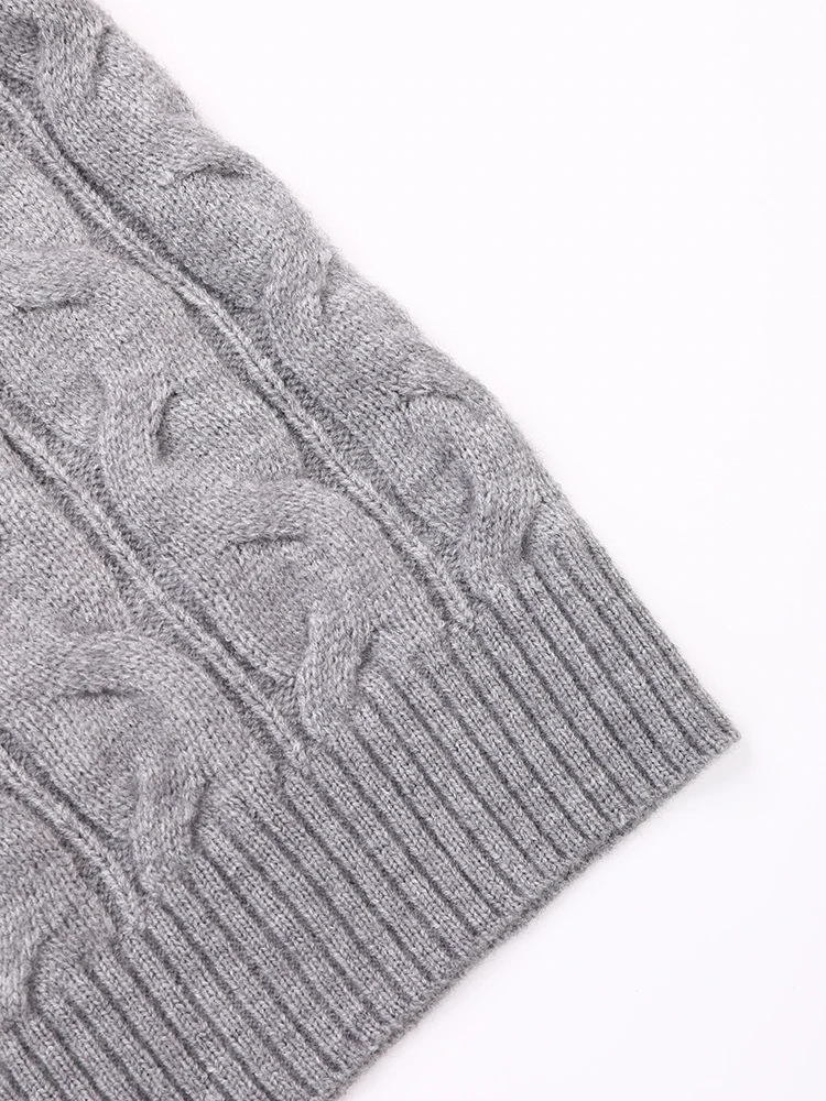 Mujeres suéter de cuello vuelto de punto grueso oversized con contraste degradado