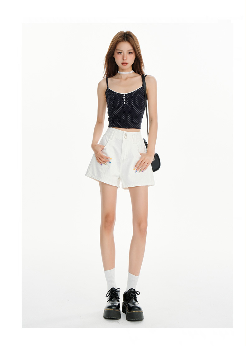 Shorts de cintura elevada minimalistas acampanados
