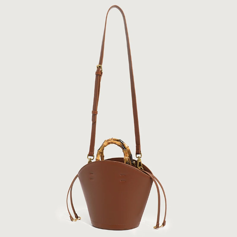 Bolso bandolera de mujer de mango de madera y cuerpo de barril de fibra Sufiber