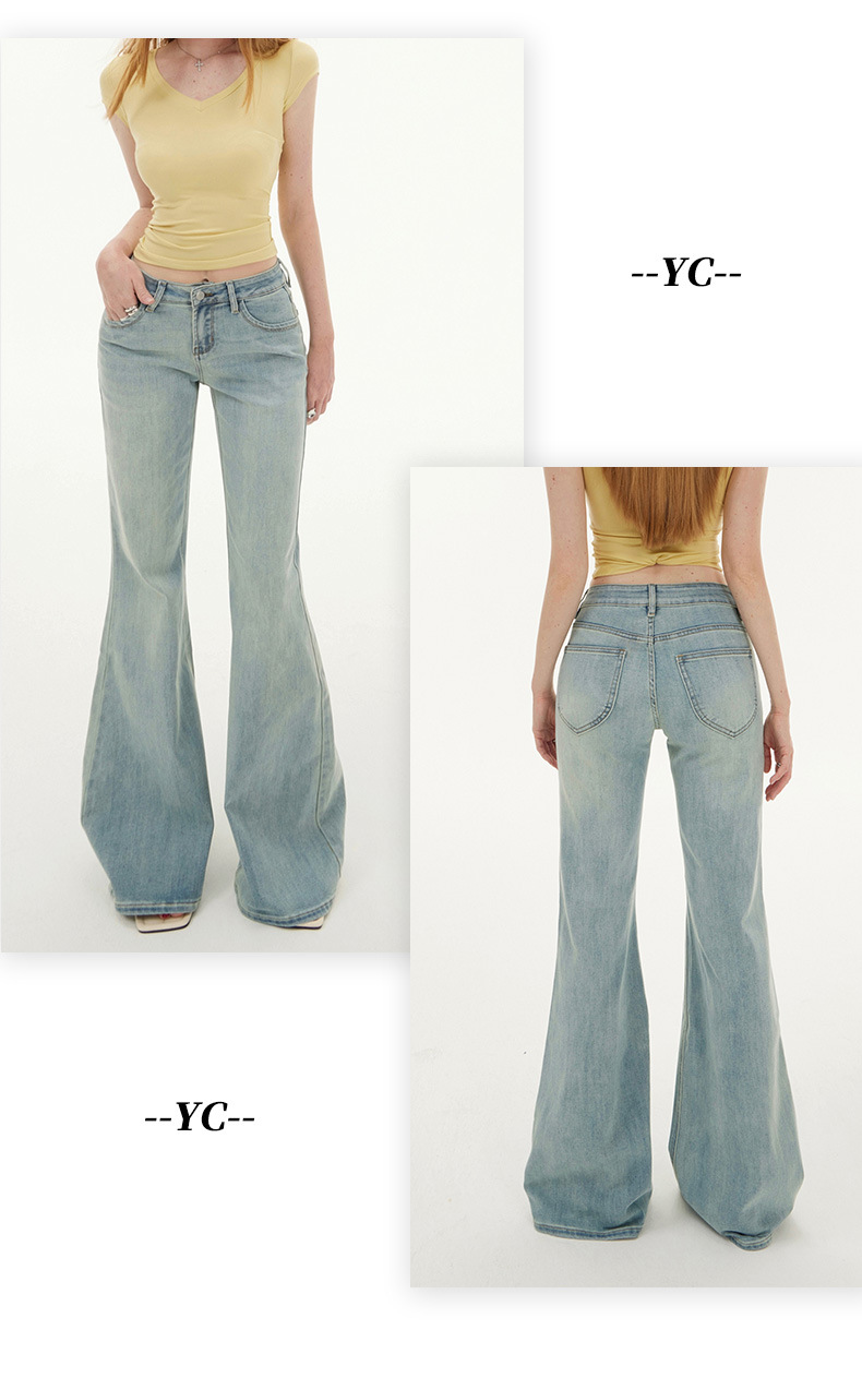 Jeans para damas azul cielo hipster elásticos slim bootcut