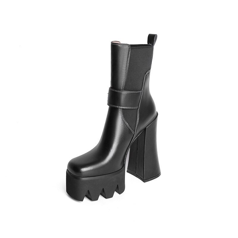 Botines elegantes de plataforma de tacón stiletto de poliuretano para mujeres