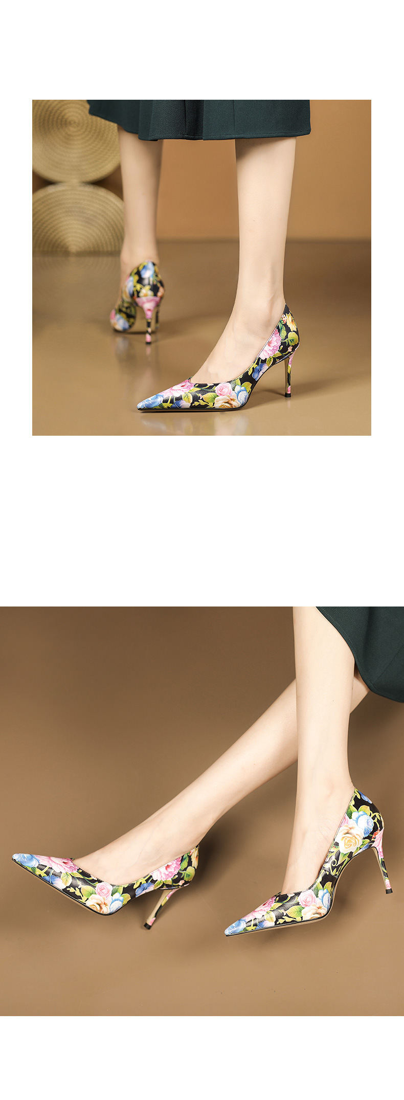 Mujeres zapatos planos de cuero de vestir con estampado y punta afinada