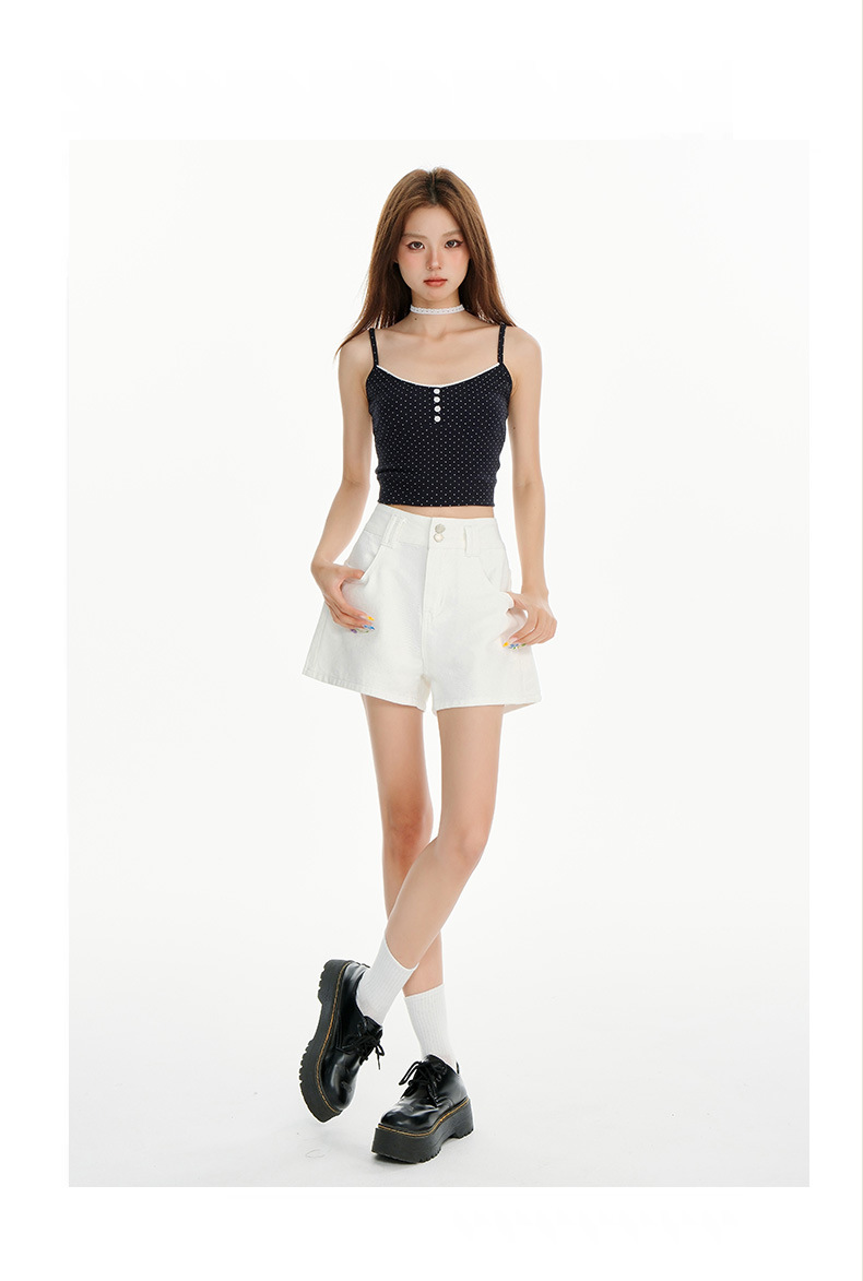 Shorts de cintura elevada minimalistas acampanados