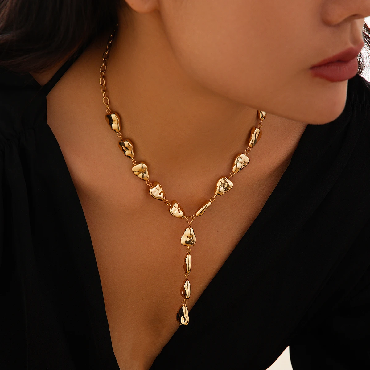 Lariat de resina con personalidad con flecos de gota