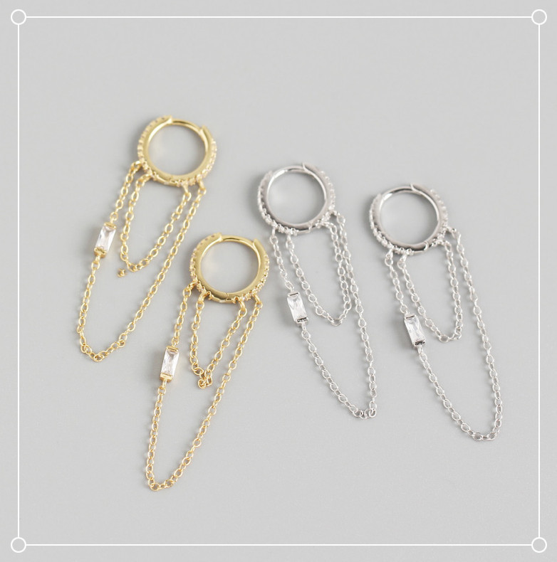 Aretes colgantes con flecos de eslabones