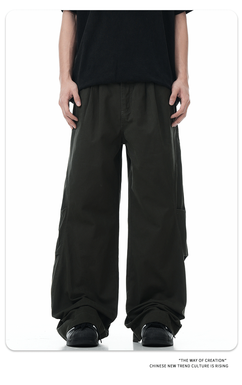 Pantalones de hombre de corte relajado, utilitarios, con bajo de cremallera