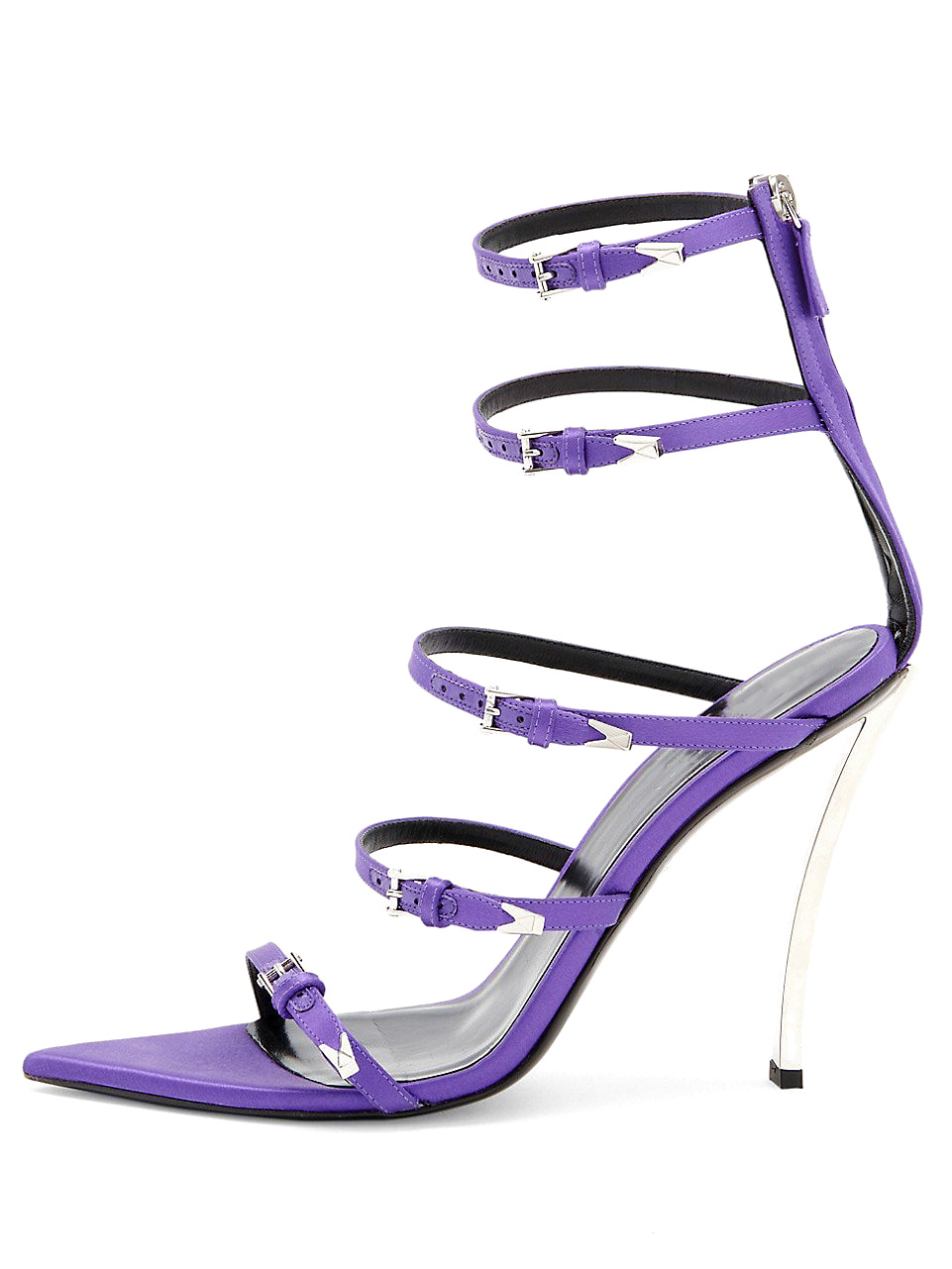 Sandalias de ajuste ancho de tacón stiletto para mujer con punta almendra y tiras