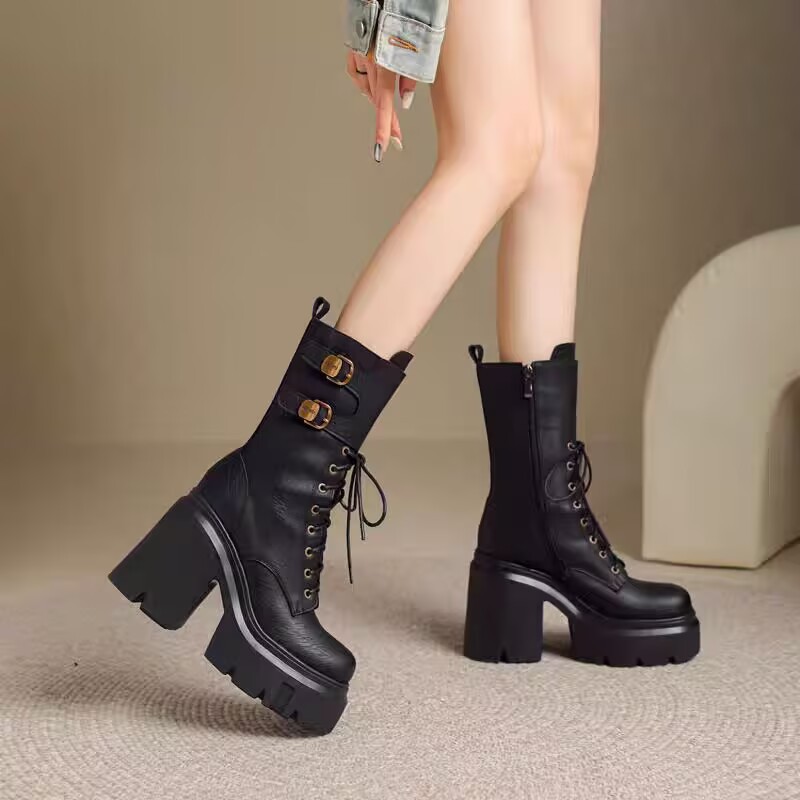 Botas de plataforma gruesas para mujer