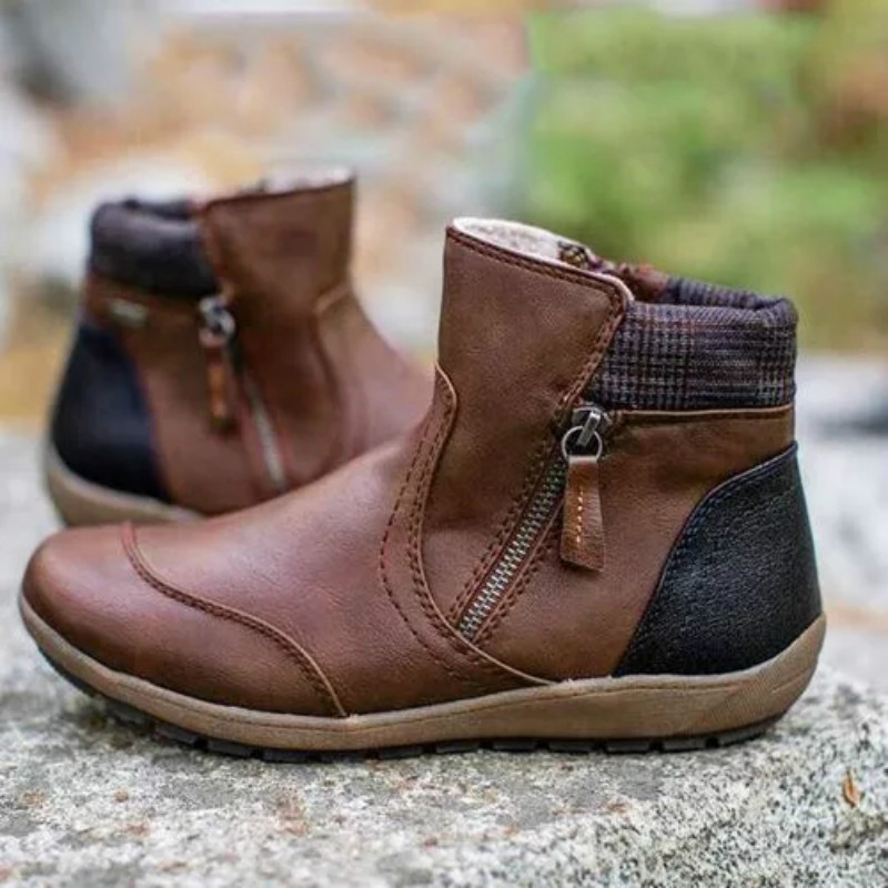 Botas de combate de caña baja con cierre lateral para ella