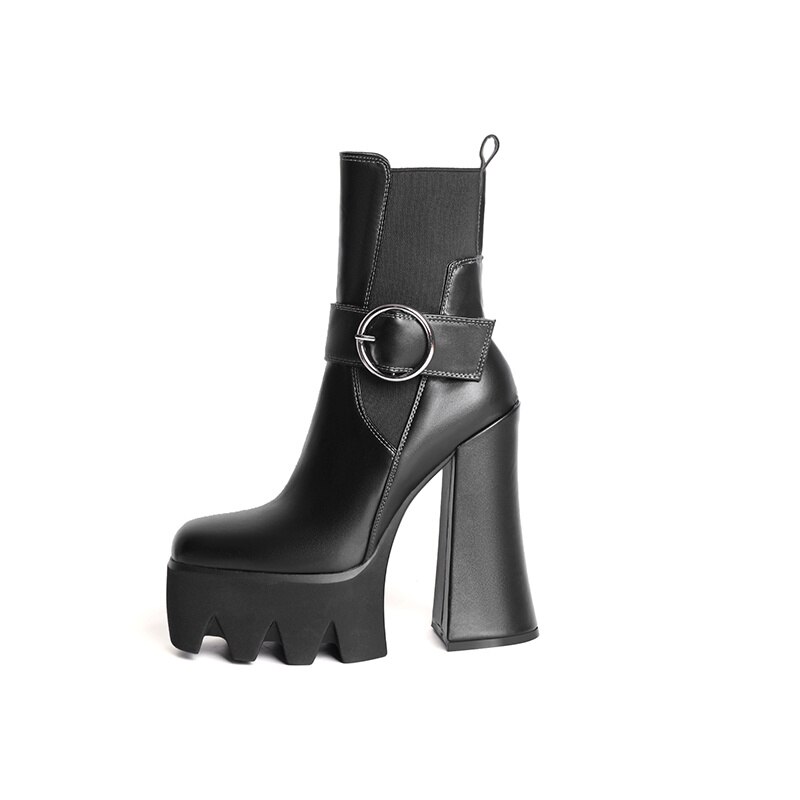 Botines elegantes de plataforma de tacón stiletto de poliuretano para mujeres