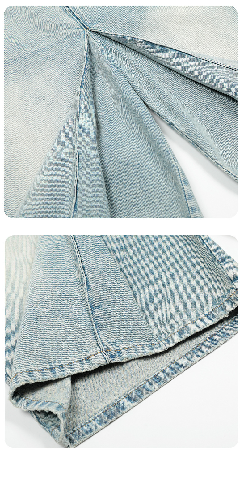 Unisex retro añil algodón acampanados holgados pantalones cortos