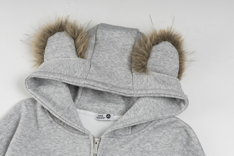 Sudadera con capucha de algodón oversize de streetwear con estampado de letras de oso de peluche