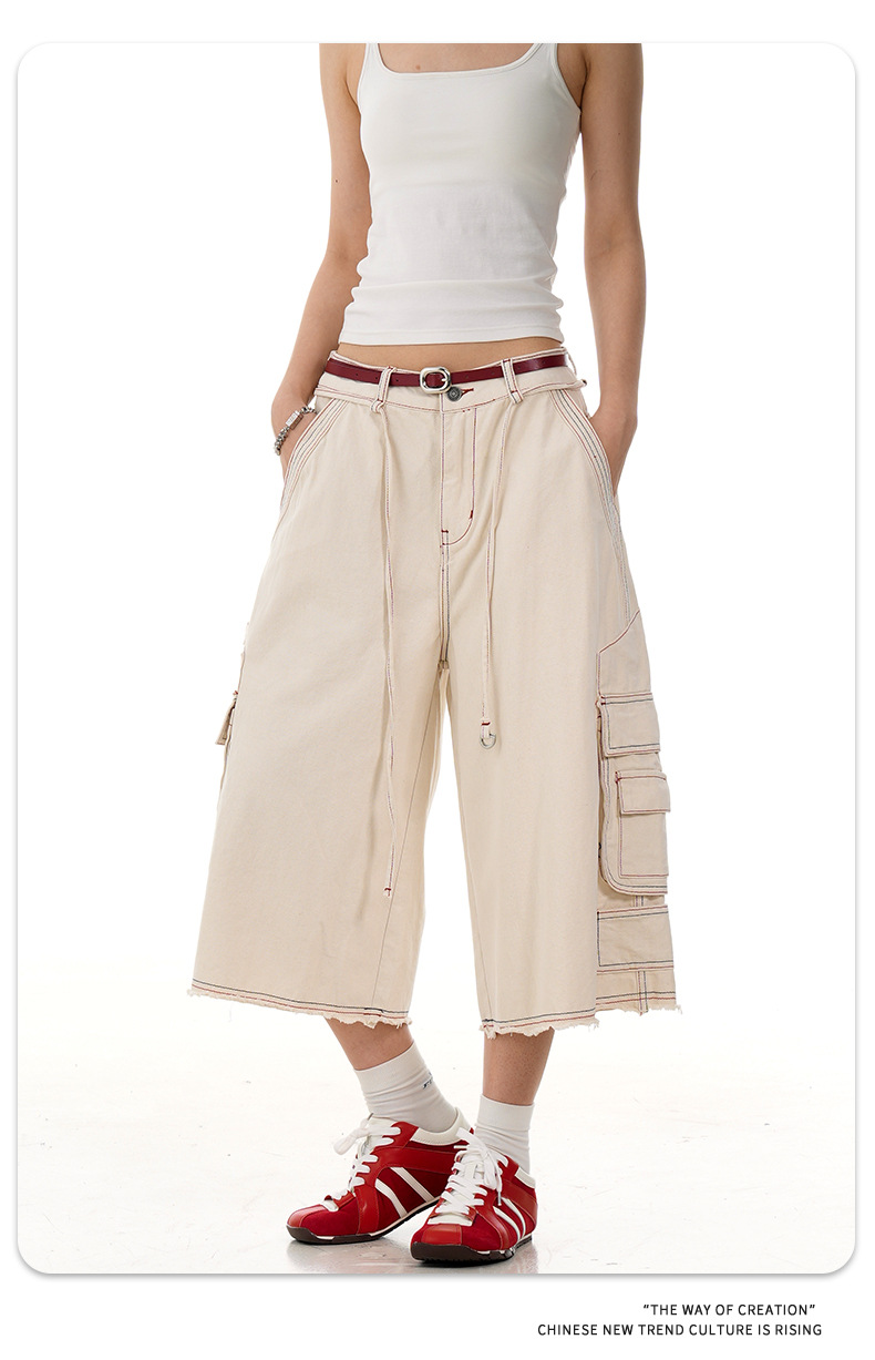 Pantalones rectos cortos de algodón utilitarios unisex