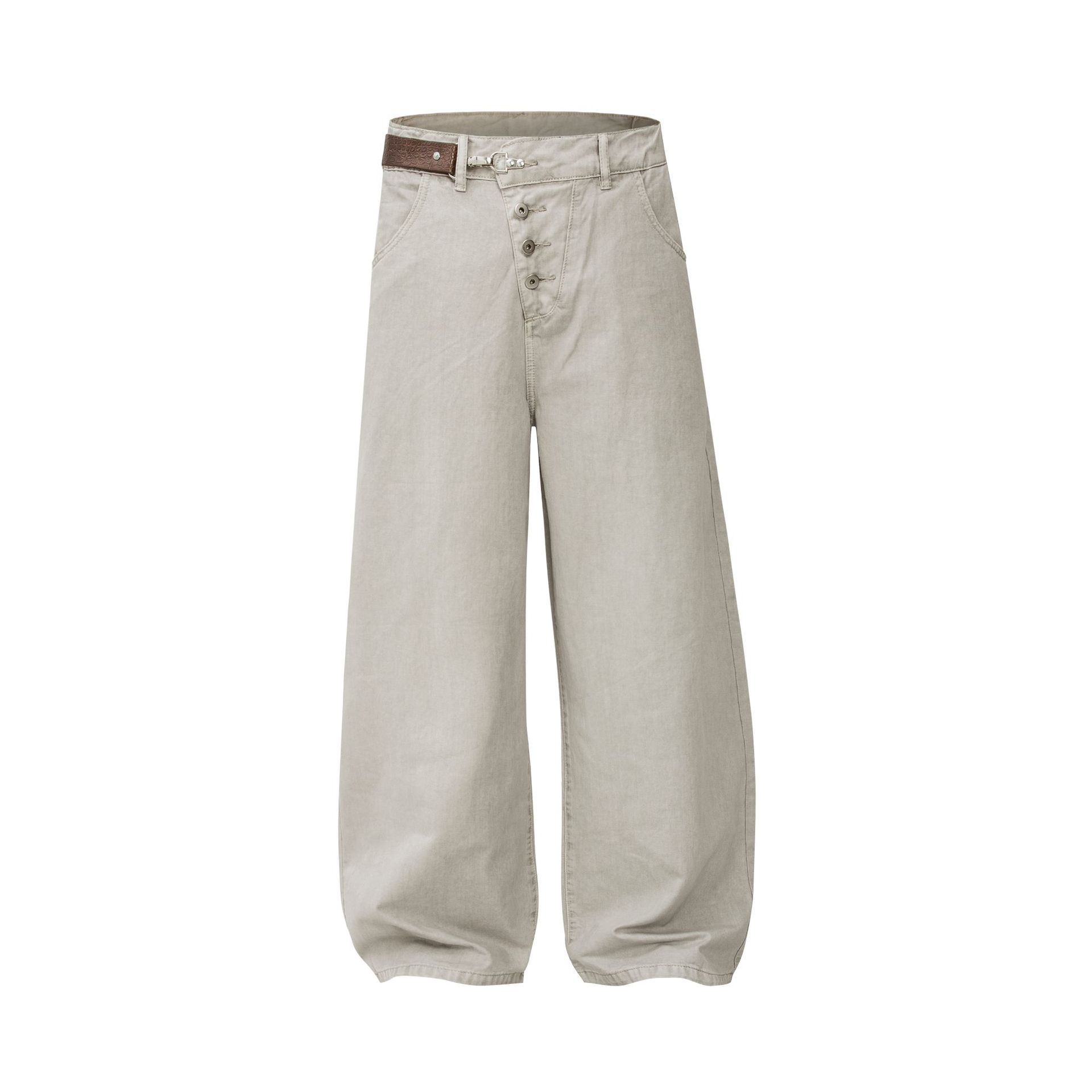 Vaqueros de algodón vintage asimétricos oversized para hombre
