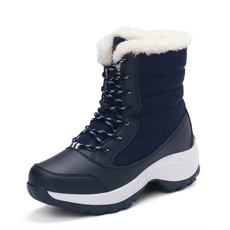 Bota de invierno de poliuretano de mujer con tacón bajo grueso