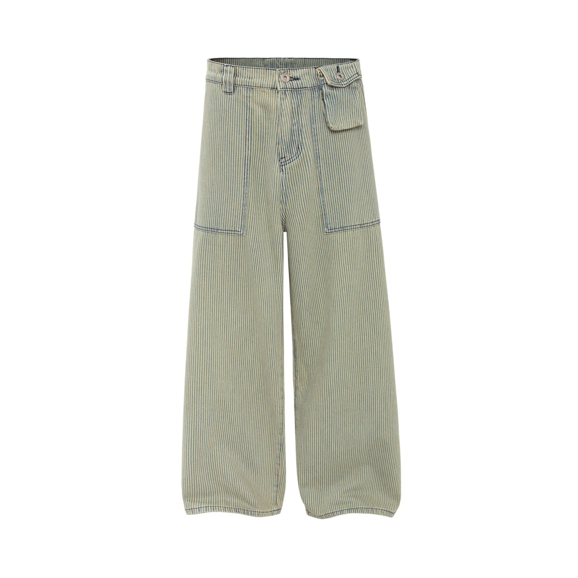 Pantalones utilitarios de rayas asimétricas oversized premium para hombre