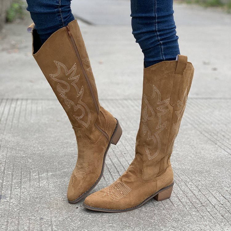 Botas de combate de tacón grueso marrón claro